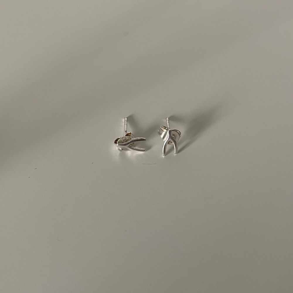 3/$35 .925 Sterling Silver Wishbone Stud Earrings